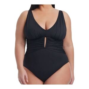 Bleu by‎ Rod Beattie Plus Size Ruched One-Piece Black Swimsuit 16W